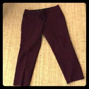 Plum colored chino pants.